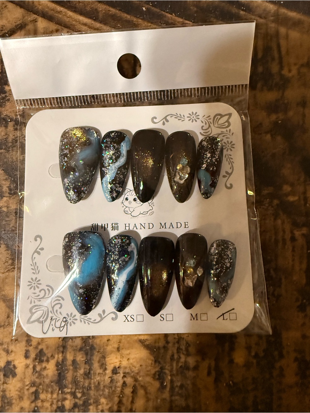 Handmade Blue Galaxy Press-On Nails